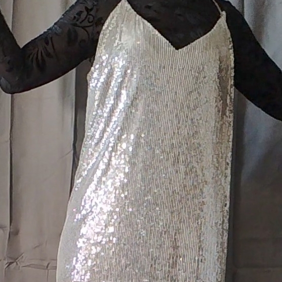 A New Day Silver Sequin Embellished Garment Size M - Picture 5 of 16